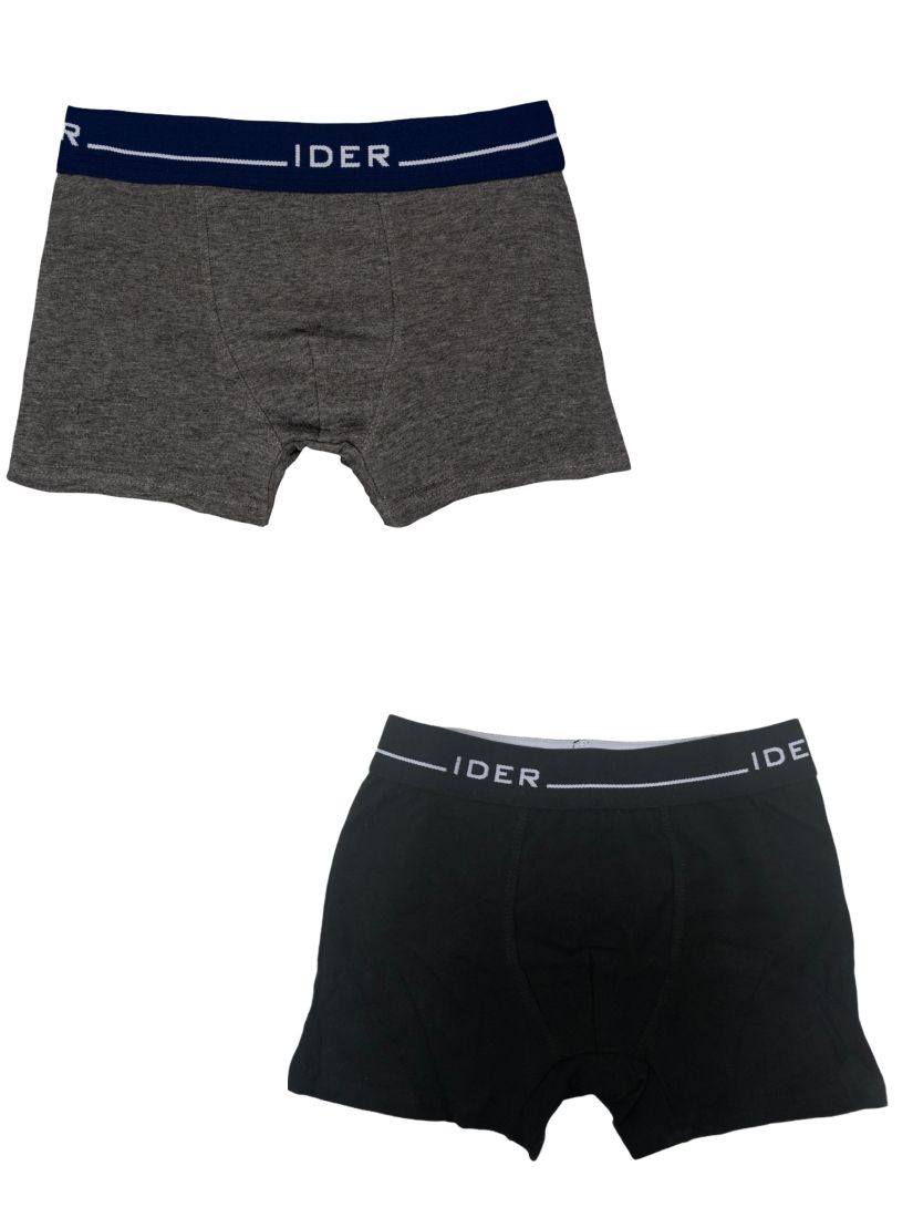 2-Pack Basics Αγορίστικο Βαμβακερό Boxer με εξωτερικό λάστιχο 3cm Μονόχρωμα