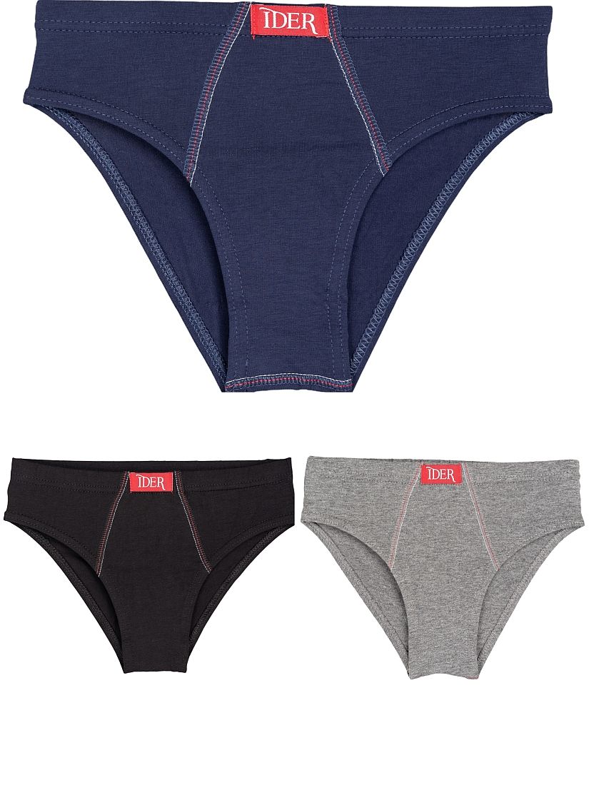 3-Pack Basics Αγορίστικο βαμβακερό Σλιπ με εσωτερικό λάστιχο Μονόχρωμα