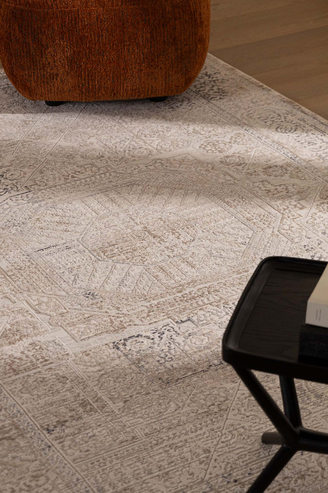 Vintage Στρογγυλό Χαλί Γκρι-Μπεζ Πολυεστερικό Allure Royal Carpet 1.60Χ1.60 (37379)