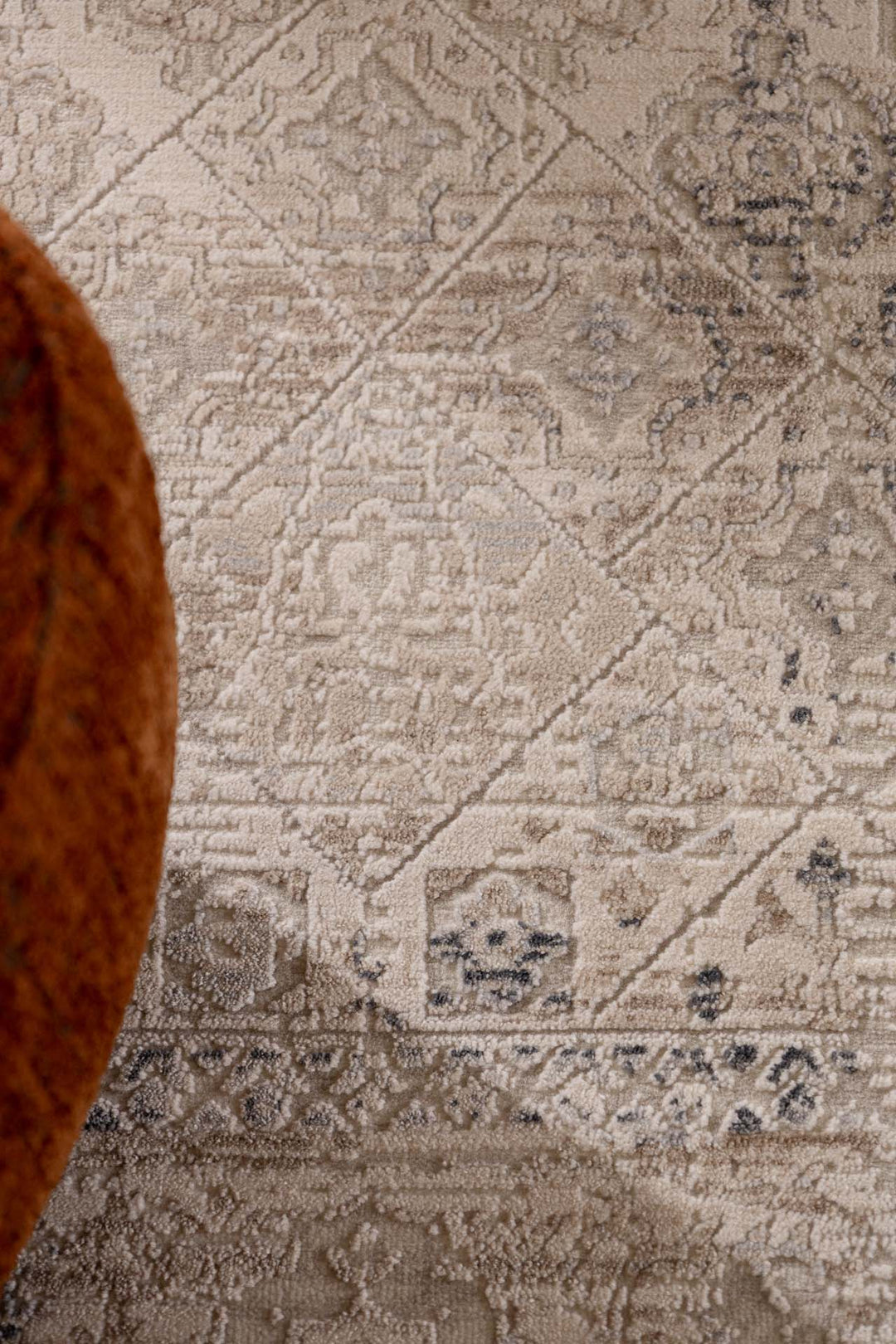 Vintage Στρογγυλό Χαλί Γκρι-Μπεζ Πολυεστερικό Allure Royal Carpet 1.60Χ1.60 (37379)