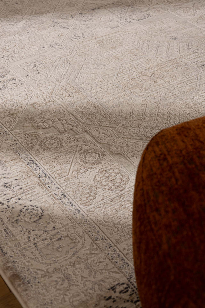 Vintage Στρογγυλό Χαλί Γκρι-Μπεζ Πολυεστερικό Allure Royal Carpet 1.60Χ1.60 (37379)