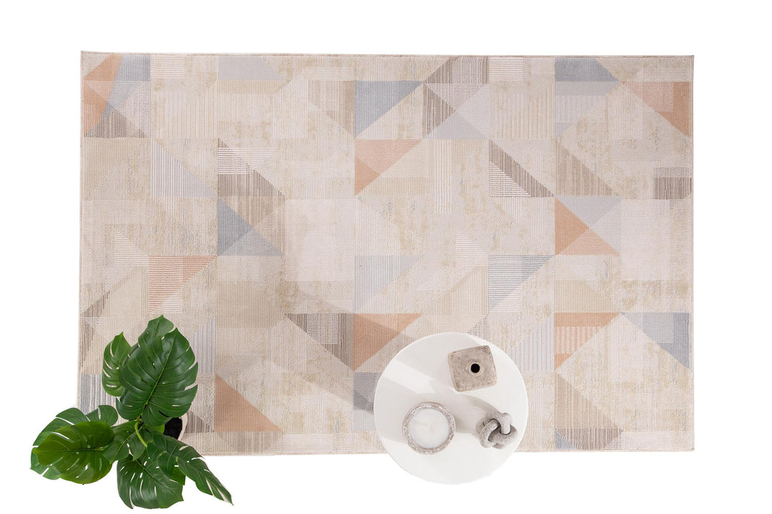 Μοντέρνο Χαλί Μπεζ/Μπλε Πολυεστερικό Mona Royal Carpet 160Χ230 (416 BEIGE/BLUE)