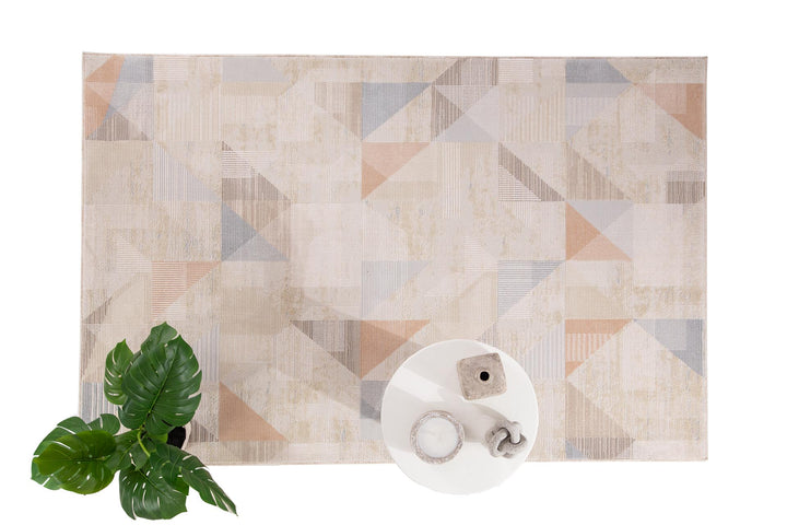 Μοντέρνο Χαλί Μπεζ/Μπλε Πολυεστερικό Mona Royal Carpet 160Χ230 (416 BEIGE/BLUE)