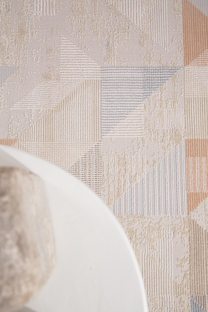 Μοντέρνο Χαλί Μπεζ/Μπλε Πολυεστερικό Mona Royal Carpet 160Χ230 (416 BEIGE/BLUE)