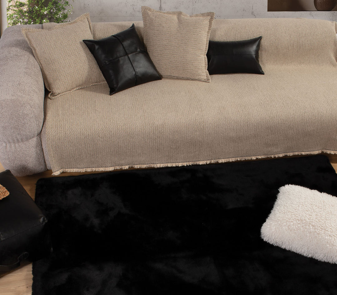 Γούνινο Χαλί Μαύρο Estelle Nef Nef Homeware 75Χ140