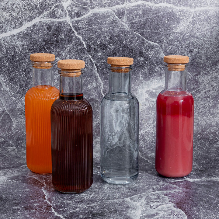 Μπουκάλι Γυάλινο 1000ml με Καπάκι Φελλού Διάφανο Estia