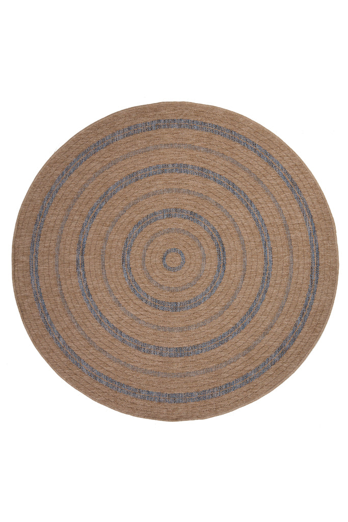 Ψάθινο Χαλί Στρογγυλό Μπεζ-Μπλε Avanos Royal Carpet 2.00X2.00 (8863DEN)