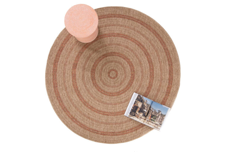 Ψάθινο Χαλί Στρογγυλό Μπεζ-Πορτοκαλί Avanos Royal Carpet 1.60X1.60 (8863TOB)