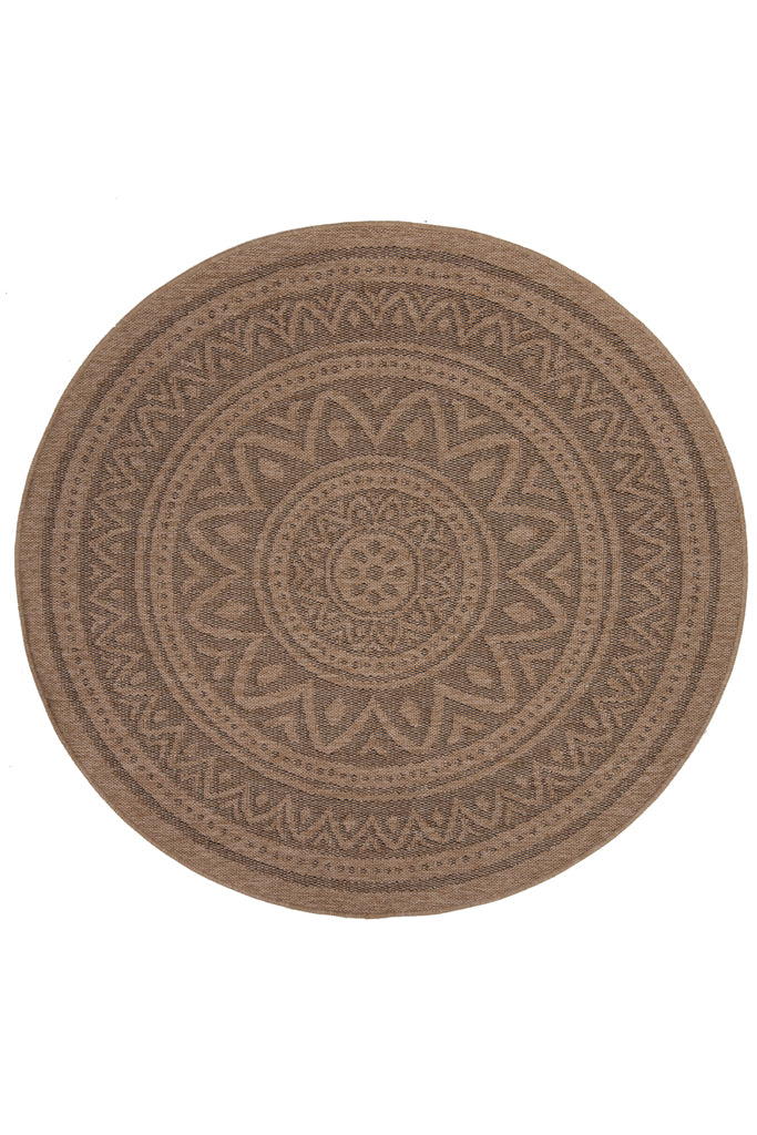 Ψάθινο Χαλί Στρογγυλό Μπεζ-Μαύρο Avanos Royal Carpet 1.60X1.60 (8871BLA)