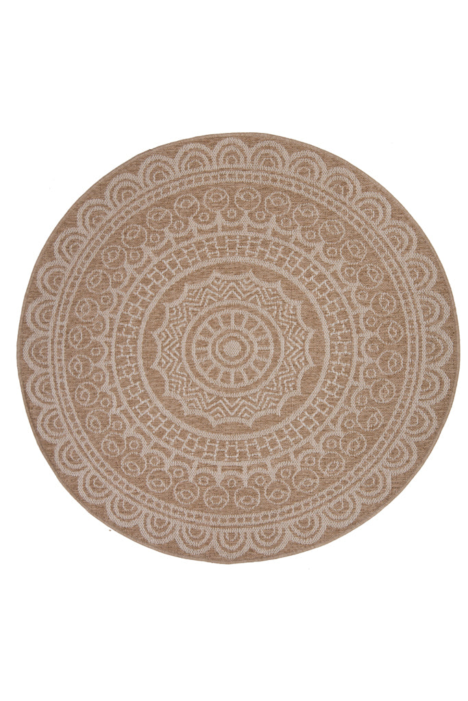 Ψάθινο Χαλί Στρογγυλό Μπεζ-Λευκό Avanos Royal Carpet 2.00X2.00 (8893WHI)