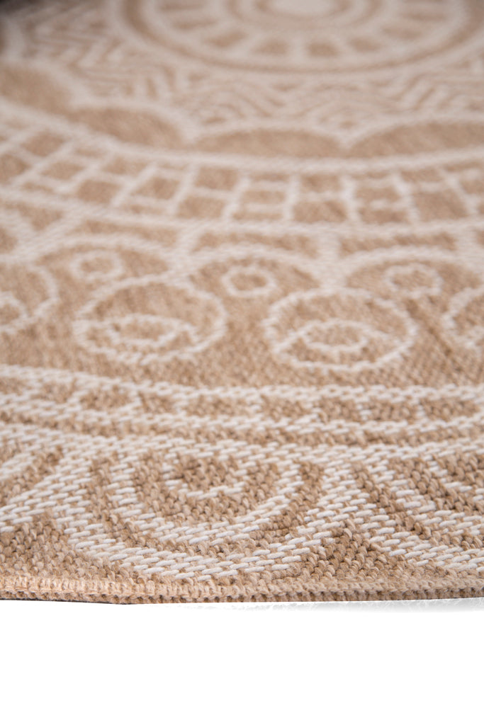 Ψάθινο Χαλί Στρογγυλό Μπεζ-Λευκό Avanos Royal Carpet 2.00X2.00 (8893WHI)