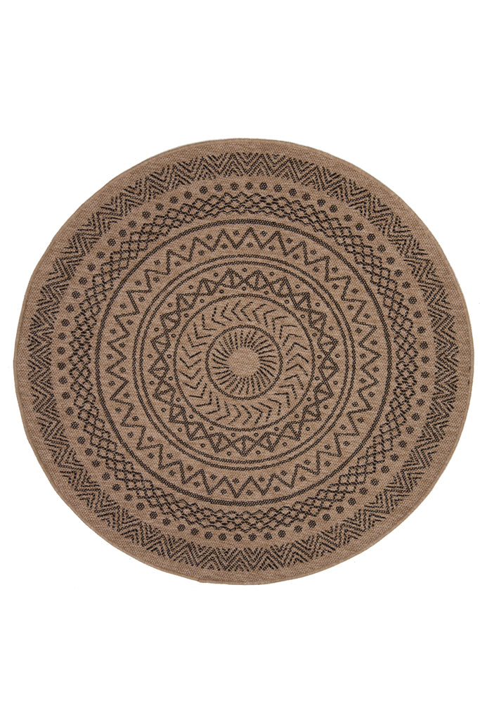 Ψάθινο Χαλί Στρογγυλό Μπεζ-Μαύρο Avanos Royal Carpet 2.00X2.00 (8894BLA)