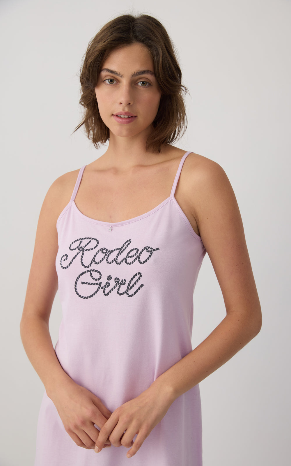 Γυναικείο Νυχτικό Βαμβακερό Αμάνικο Λιλά 'Rodeo Girl' Minerva