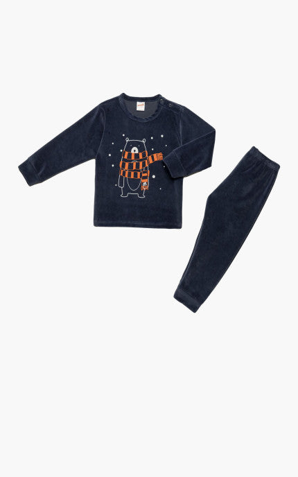 Βρεφική Πιτζάμα Βελούδινη Για Κορίτσι Μπλε Με Αρκουδάκι-Frozen Bear Minerva