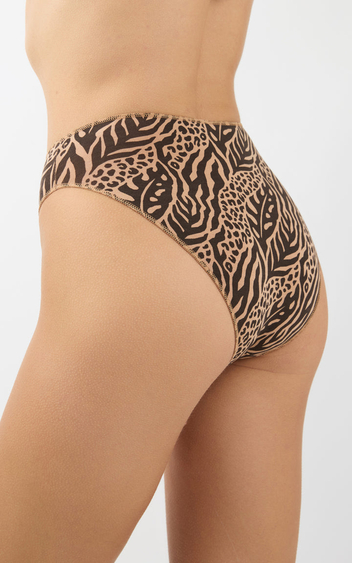 Σετ 2τμχ Σλιπ Εσώρουχα Ψηλόμεσα σε Καφέ & Animal Print Minerva