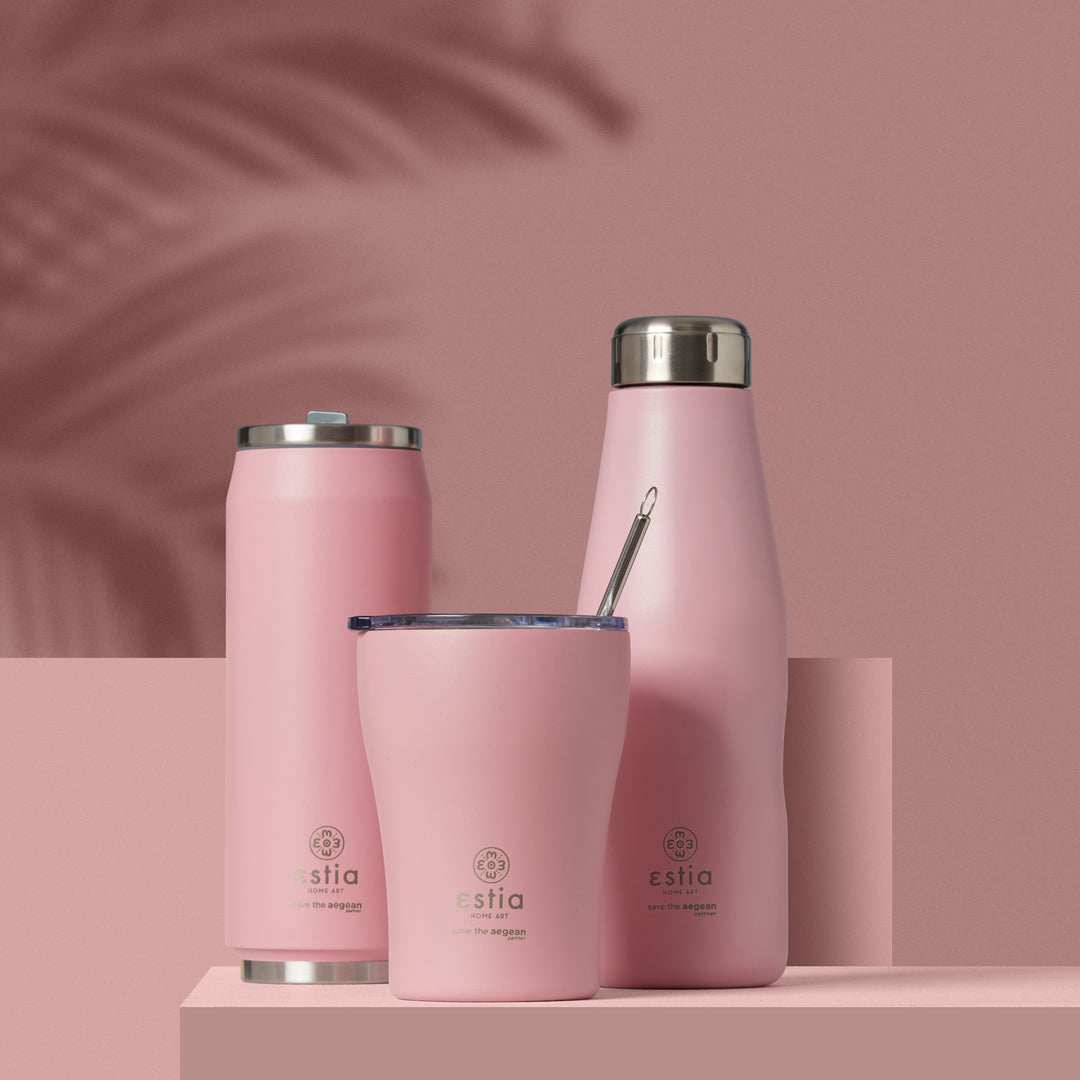 Estia Μπουκάλι Θερμός Save The Aegean Ροζ Blossom Rose Travel Flask