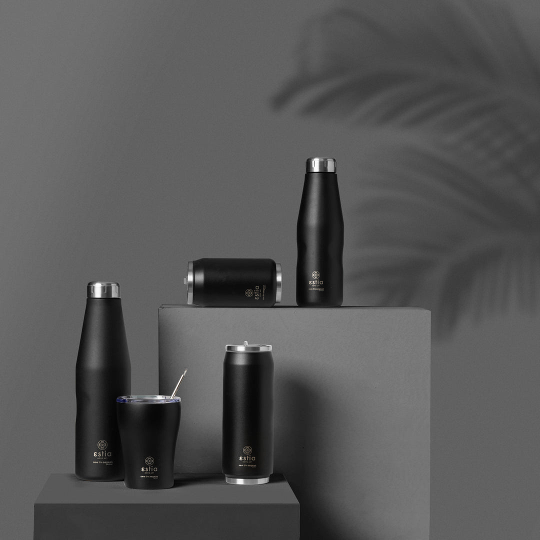 Estia Μπουκάλι Θερμός Save The Aegean Μαύρο Midnight Black Travel Flask
