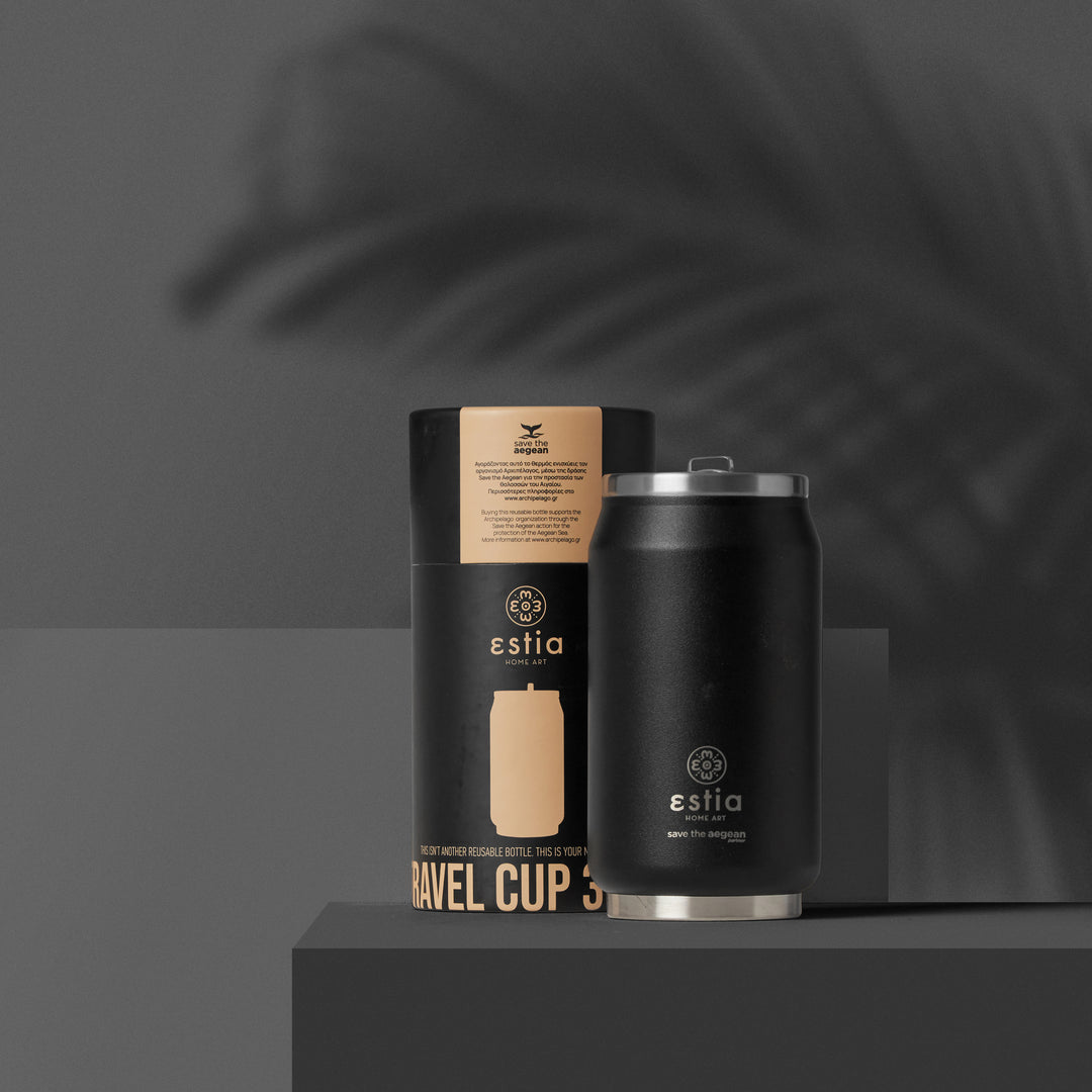 Estia Ποτήρι Θερμός Με Καλαμάκι Save The Aegean 500ml Μαύρο Midnight Black Travel Cup