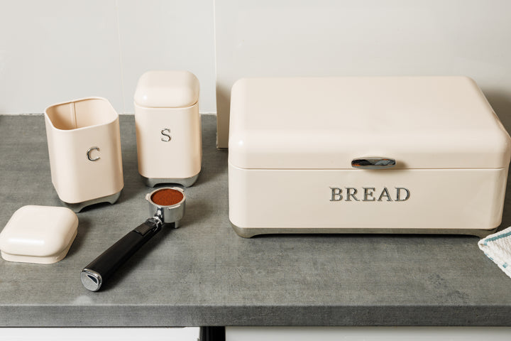 Ψωμιέρα Μεταλλική Κρεμ Με Επιγραφή 'Bread' Estia 42.5X25.3X18cm