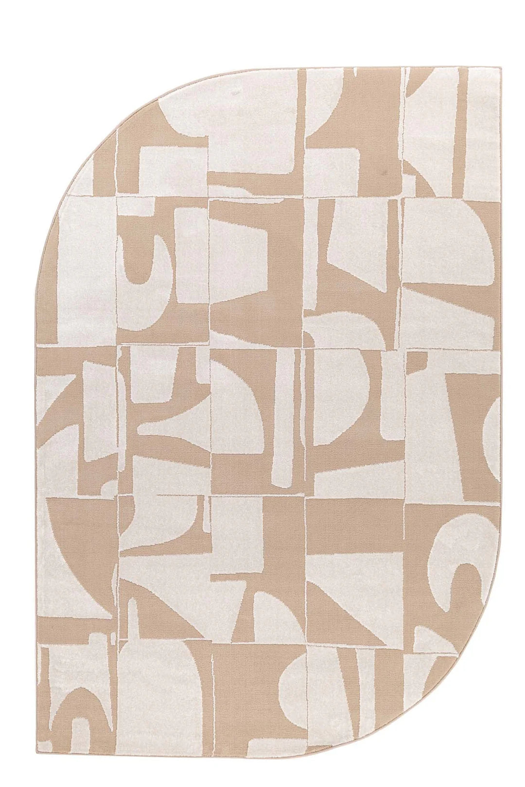 Μοντέρνο χαλί Organic Shape της Royal Carpet σε μπεζ και εκρού χρώμα με αφηρημένο γεωμετρικό σχέδιο σε λευκό φόντο.
