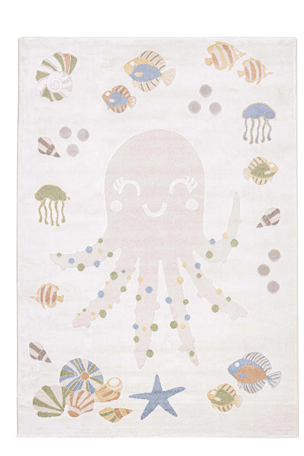 Παιδικό Χαλί Εκρού Με Σχέδιο Χταπόδι Lora Kids Royal Carpet 80X150cm