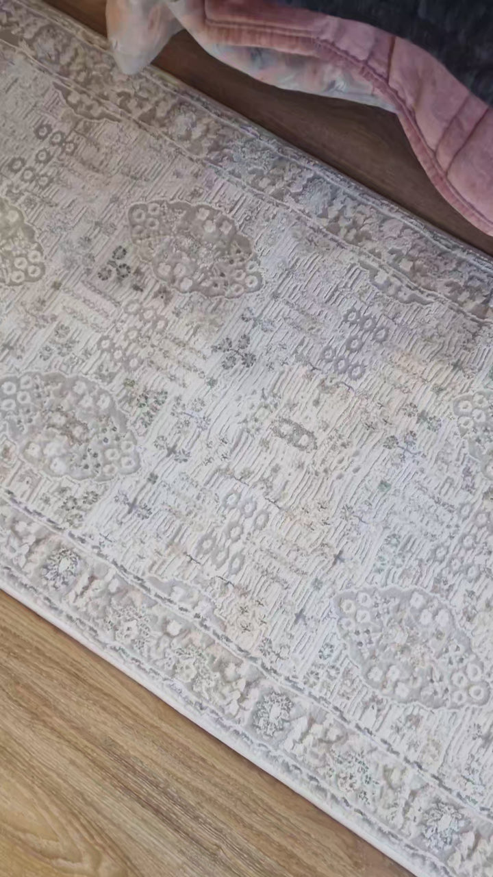 Vintage Στρογγυλό Χαλί Γκρι-Μπεζ Πολυεστερικό Allure Royal Carpet 1.60Χ1.60 (36478)