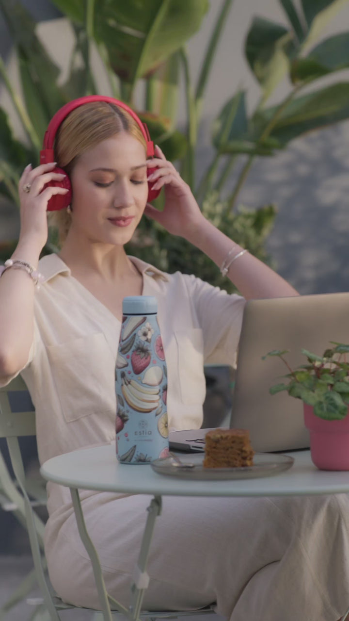 Estia Μπουκάλι Θερμός Save The Aegean 500ml Κοραλλί Με Μήλα Apple Odyssey