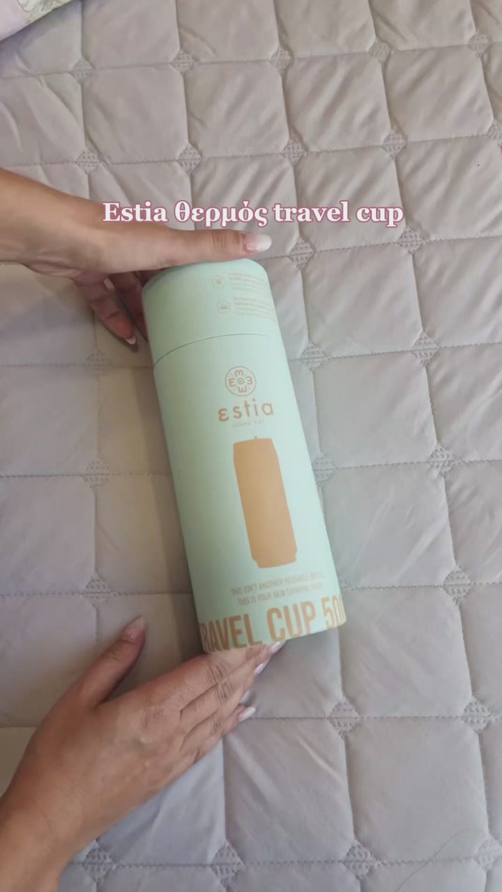 Estia Ποτήρι Θερμός Με Καλαμάκι Save The Aegean Ροζ Blossom Rose Travel Cup