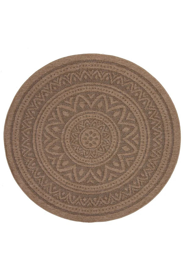 Ψάθινο Χαλί Στρογγυλό Μπεζ-Μαύρο Avanos Royal Carpet 2.00X2.00 (8871BLA)