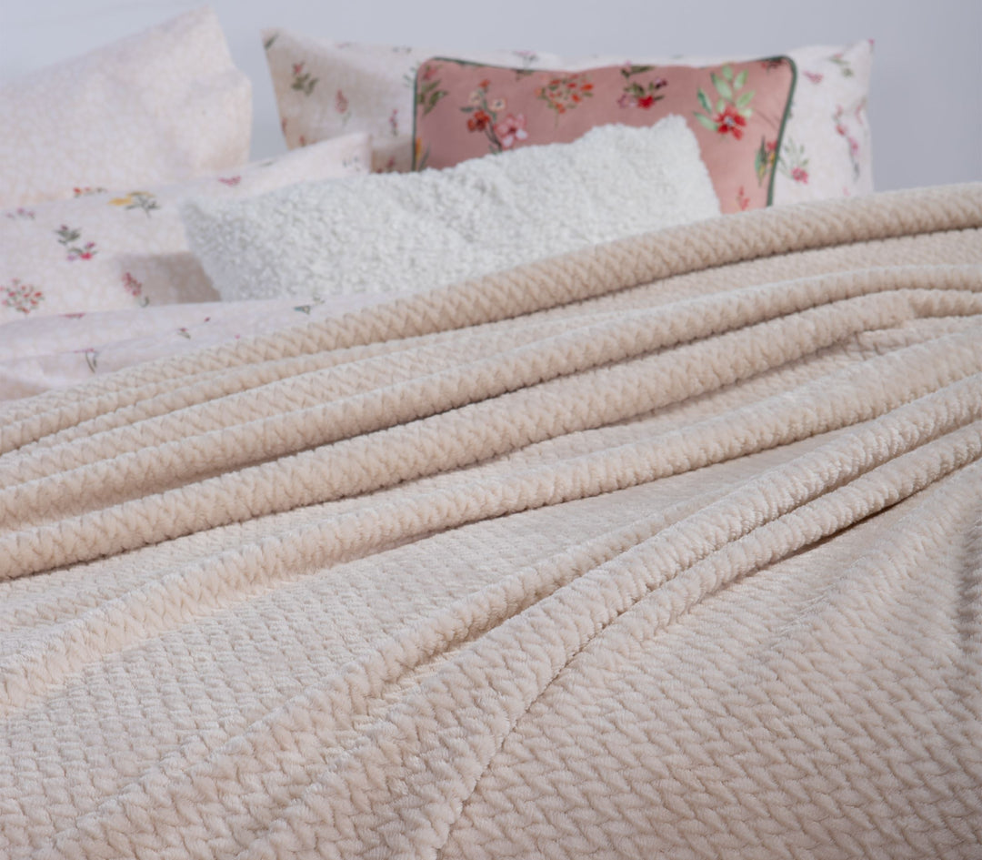 Κουβέρτα Fleece Εκρού Worth Μονή Nef-Nef Homeware